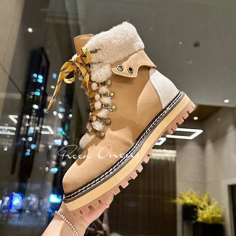 

Fashion New Winter Boots For Ladies Non-slip Height Increasing Warm Ankle Boots Full Of Design Sense Lace-up Female Shoes