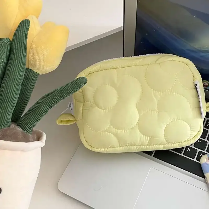 Ins Cute Fabric Pouch Bags Candy Color Cosmetic Bag for Women Girls Airpods Stationery Pencil Zipper Jewelry Kawaii Makeup Pouch 4