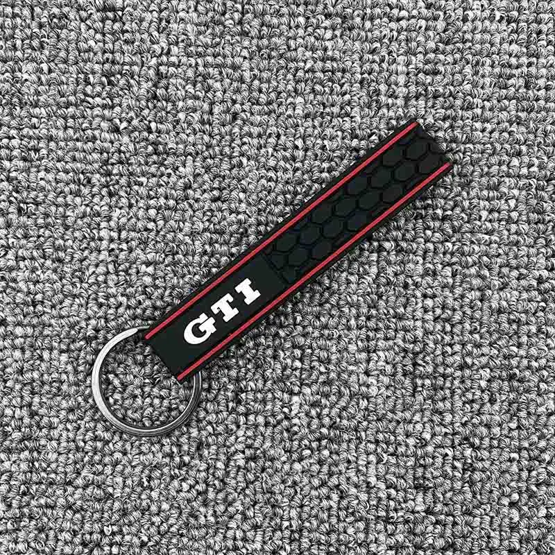 GTI Label Strips Shape SOFT RUBBER KEYCHAIN KEYRING KEY CHAIN Key Protector KEY RING For GTD TSI GOLF GLI GTI keychain climbing hook metal keychain mini wrench keychain motorcycle keychain