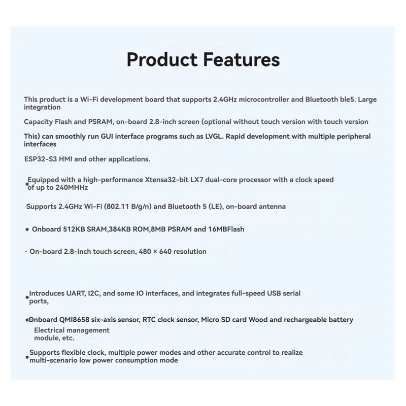 ESP32-S3 2.8인치 IPS 정전식 디스플레이 개발 보드(온보드 안테나 포함) ESP32 디스플레이 지원 Bluetooth WiFi-A25R