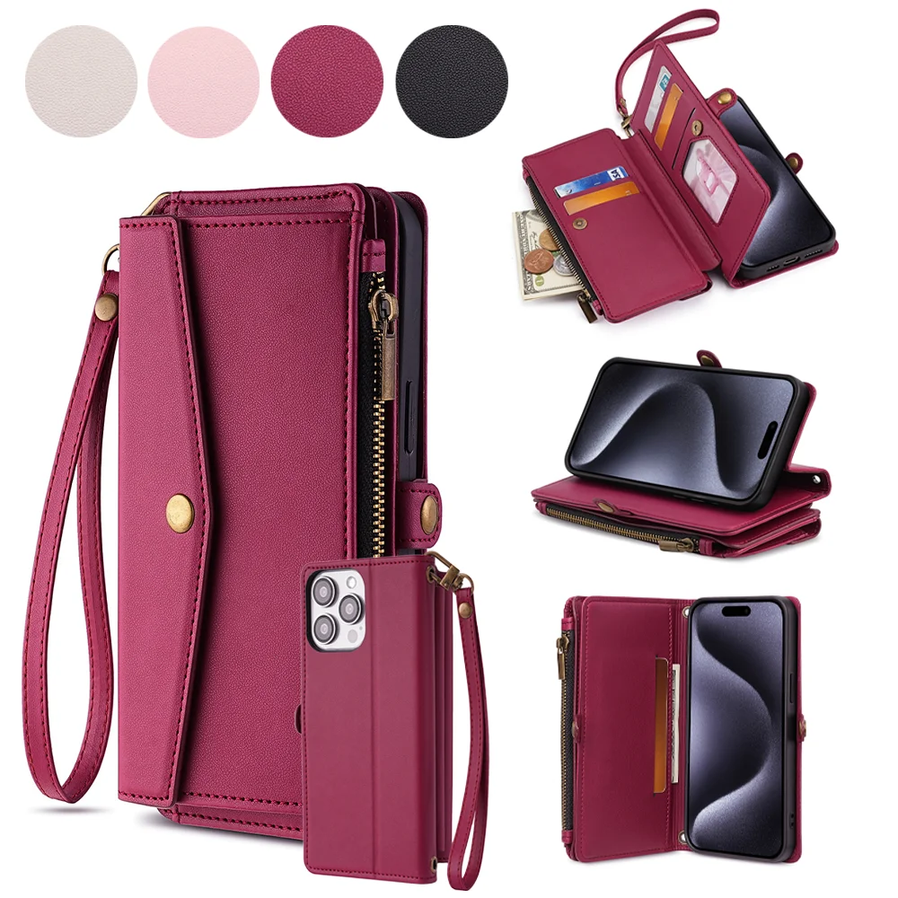 Premium PU Leather Wallet Flip Cover - Elegant Phone Case and Card Holder