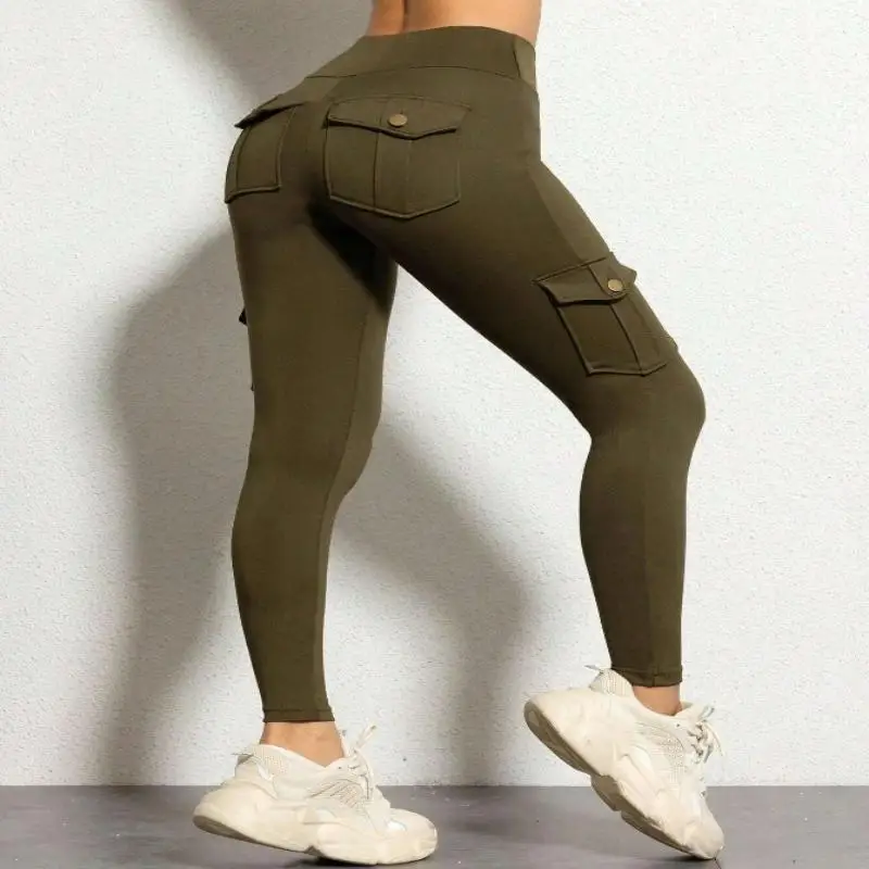 Yoga Pants Sports Pants Women Solid Color High Waisted Fitness Yoga Pants