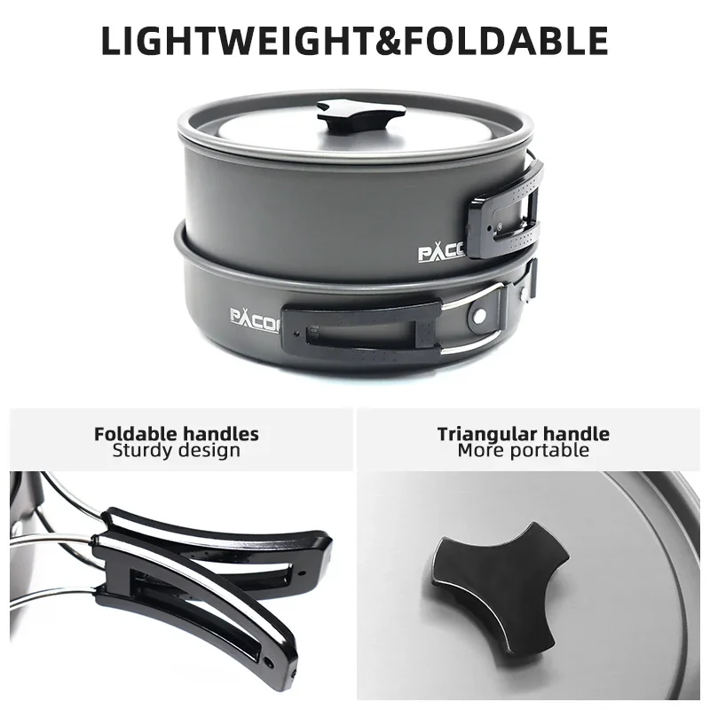 Camping Cookware Set Portable Outdoor Pot Pan Tableware Kit Hiking Picnic Equipment