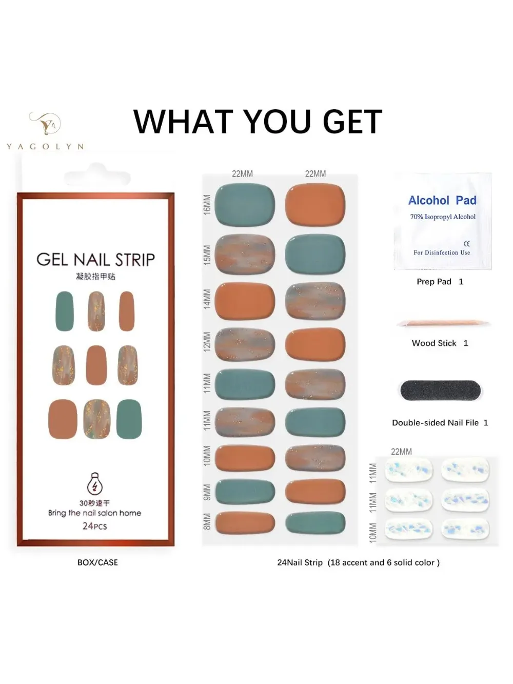 18+6Tips/Set Gel Nail Sticker Semi Cured UV Lamp Accept Spot Nail Art Sticker Nails Manicure