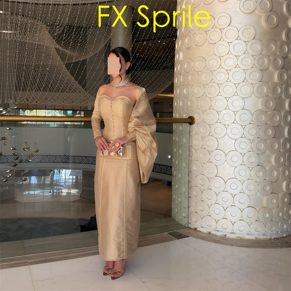 Customized Temperament Satin Evening Dress Luxury Sweetheart Long Sleeves Homecoming Dresses Modern Special Occasion Gowns 2