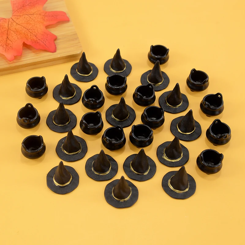 10/20pc Mini Harz Halloween Hexen hut Süßigkeiten Eimer Topf Miniatur Halloween Ornamente Dekor Süßes oder Saures Geschenke Goodie Füller – Detail 4