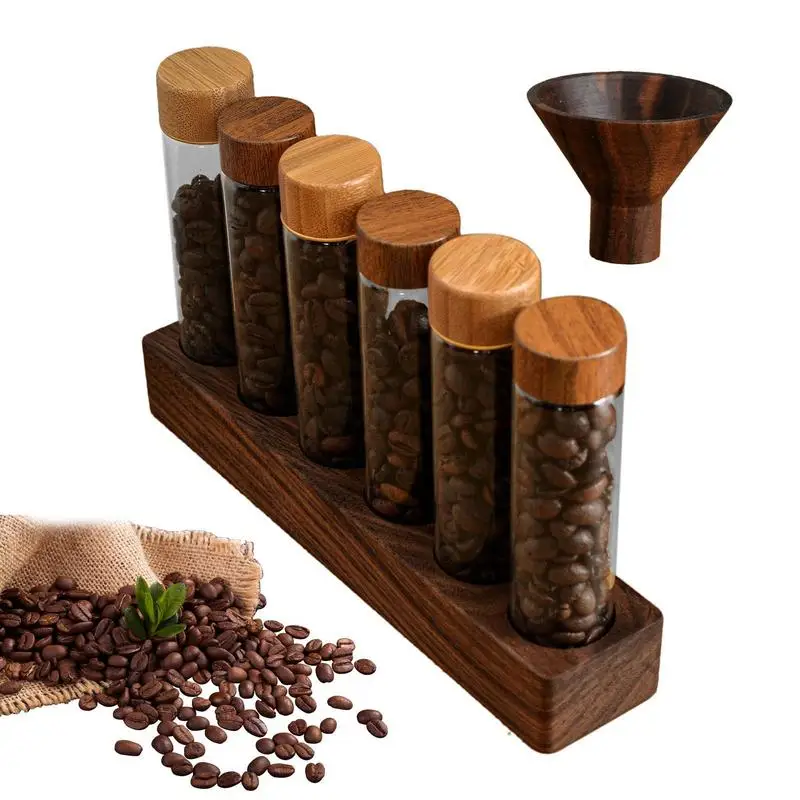 

Test Tube Spice Rack Coffee Beans Flower Tea Display Rack Stand Wooden Rack Glass Test Tubes Holder Properly Arrange Storage