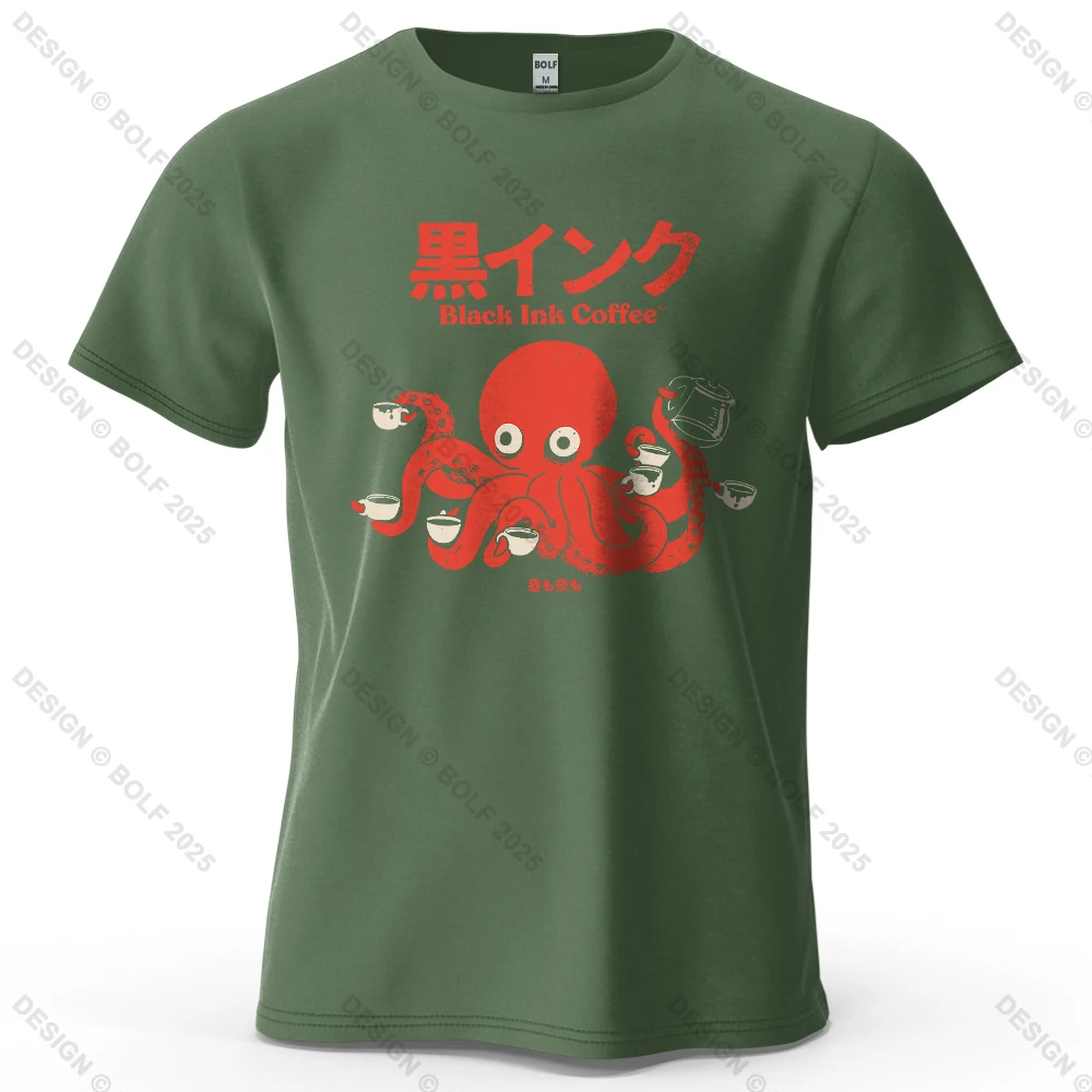 Black Ink Coffee Graphic Oversized Cotton T-Shirt - Unisex Streetwear Tee