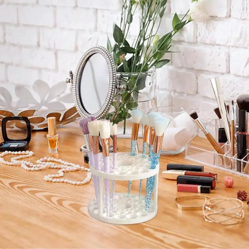 Makeup Brush Holder Organizer Makeup Brush Holder 45Hole Stand Brush Organizer Cosmetic Supplies Large Capacity Dustproof