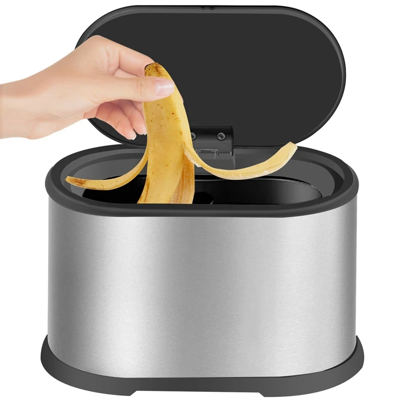 Mini Pattumiera Con Coperchio, Pattumiera Da Appoggio Per Pattumiera Da Cucina Piccola Da 4 Litri, Mini Bidone Della Spazzatura In Acciaio Inossidabil