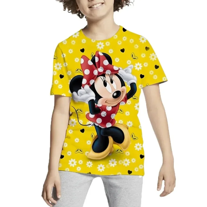 2024 Estate Disney Minnie Mouse Daisy Duck Mickey 3D Print T-Shirt T-Shirt Bambini Casual Ragazzi Ragazze T-Shirt Christmas Tees
