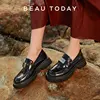 BEAUTODAY Women's loafers Genuine Cow Leather Slip-on Flats Silver Metal Decor Ladies Shoes Handmade Plus Size A26607 1