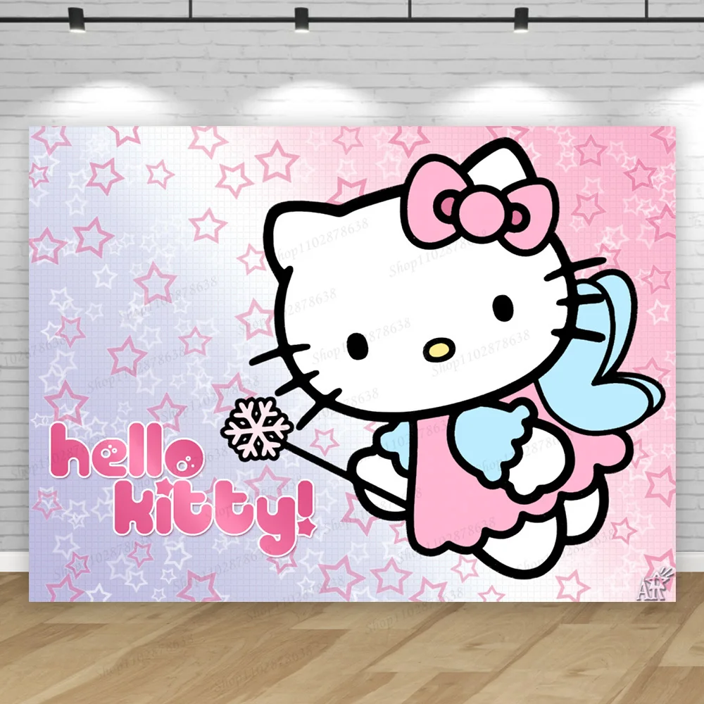 thumbnail image 1 of Fondo de Hello Kitty, decoración de fiesta, niña, niños, Fondo de cumpleaños, fotografía de gatos lindos, accesorios de estudio fotográfico, suministros de pancarta, 1 of 5