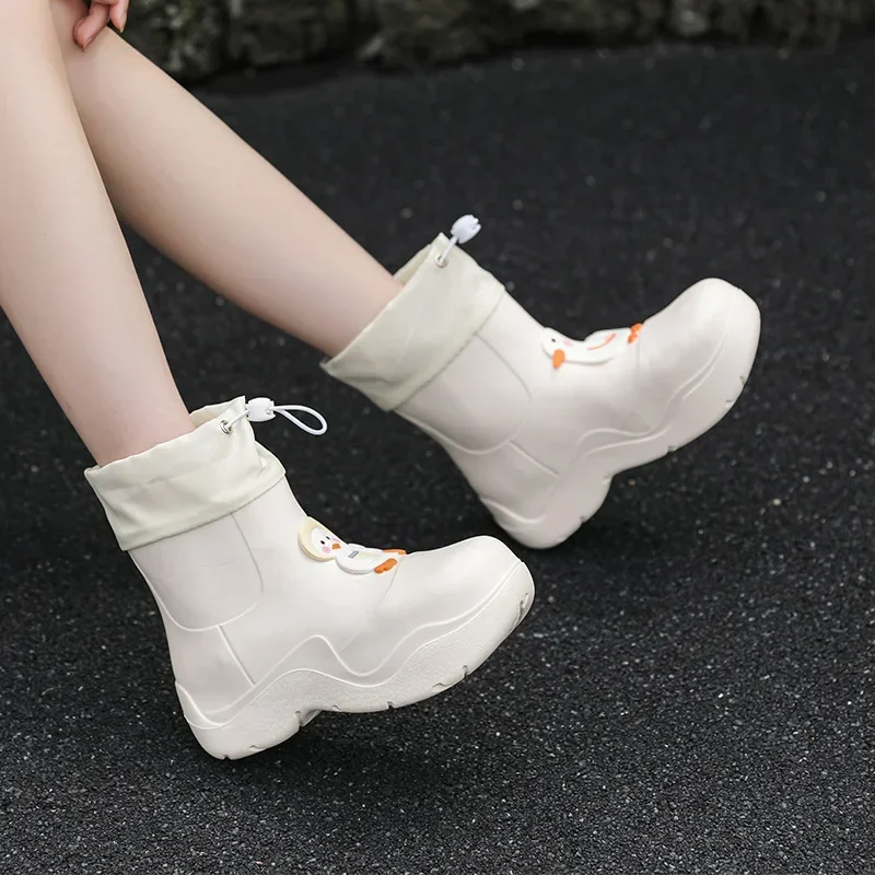 Cartoon Thick Sole Rainshoes for Women Anti slip Durable Outdoor Water Shoes Fashion Waterproof Lightweight Rainboots Ladies
