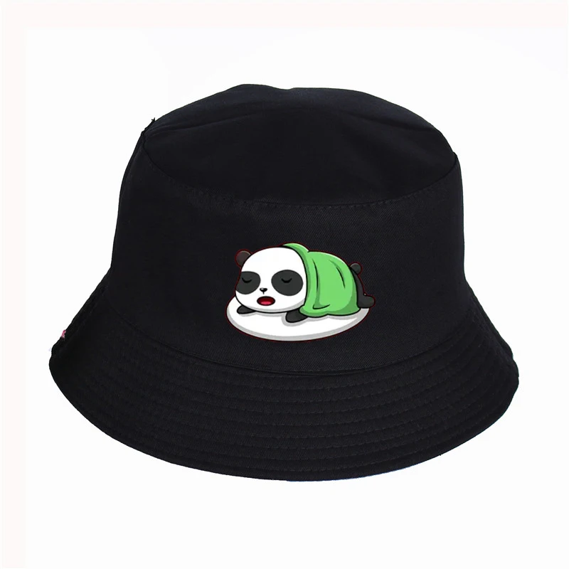 

Summer Cute Fisherman Cap Sleep Panda Print Bucket Hat People Girl Ladies Outdoor Panama Fishing Cap Boy Sun Visor Hat