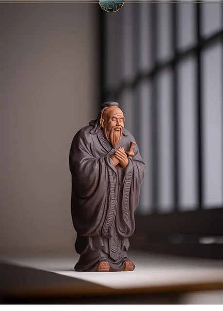 Ceramic Historical Figure Confucius Statue Handmade