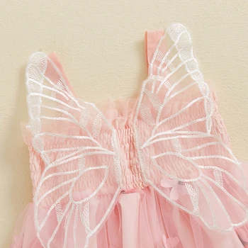 Toddler Girls Sleeveless Floral Tulle Princess Dress A-line Summer Dress with Butterfly Embellishments Slip Dress 1