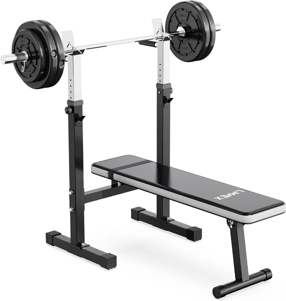 

Adjustable Weight Bench Press with Squat Rack Folding Multi-Function Dip Station for Full Body Workout Home Gym Strength