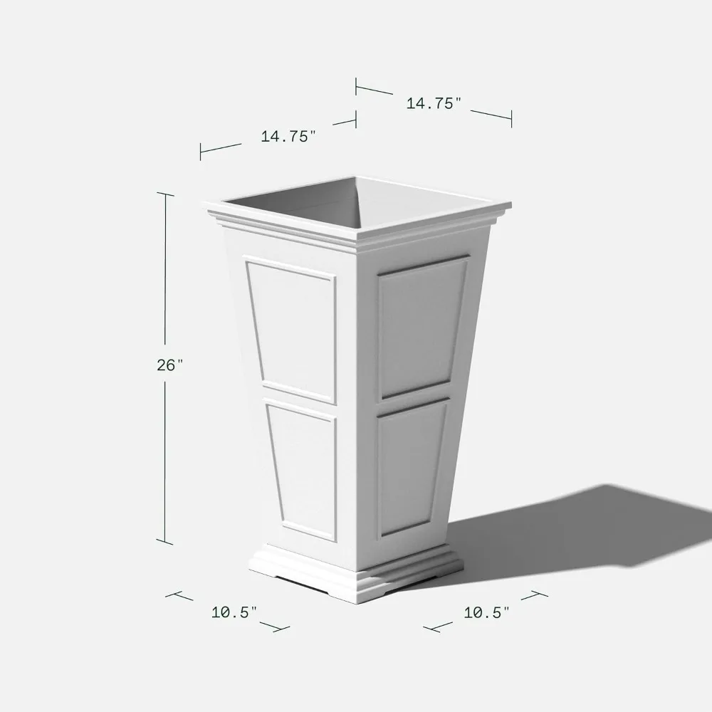 Fairmont Tall Plastic Planter - Large Outdoor Planter for Front Porch Crack Resistant All-Weather Use Classic Estate 4