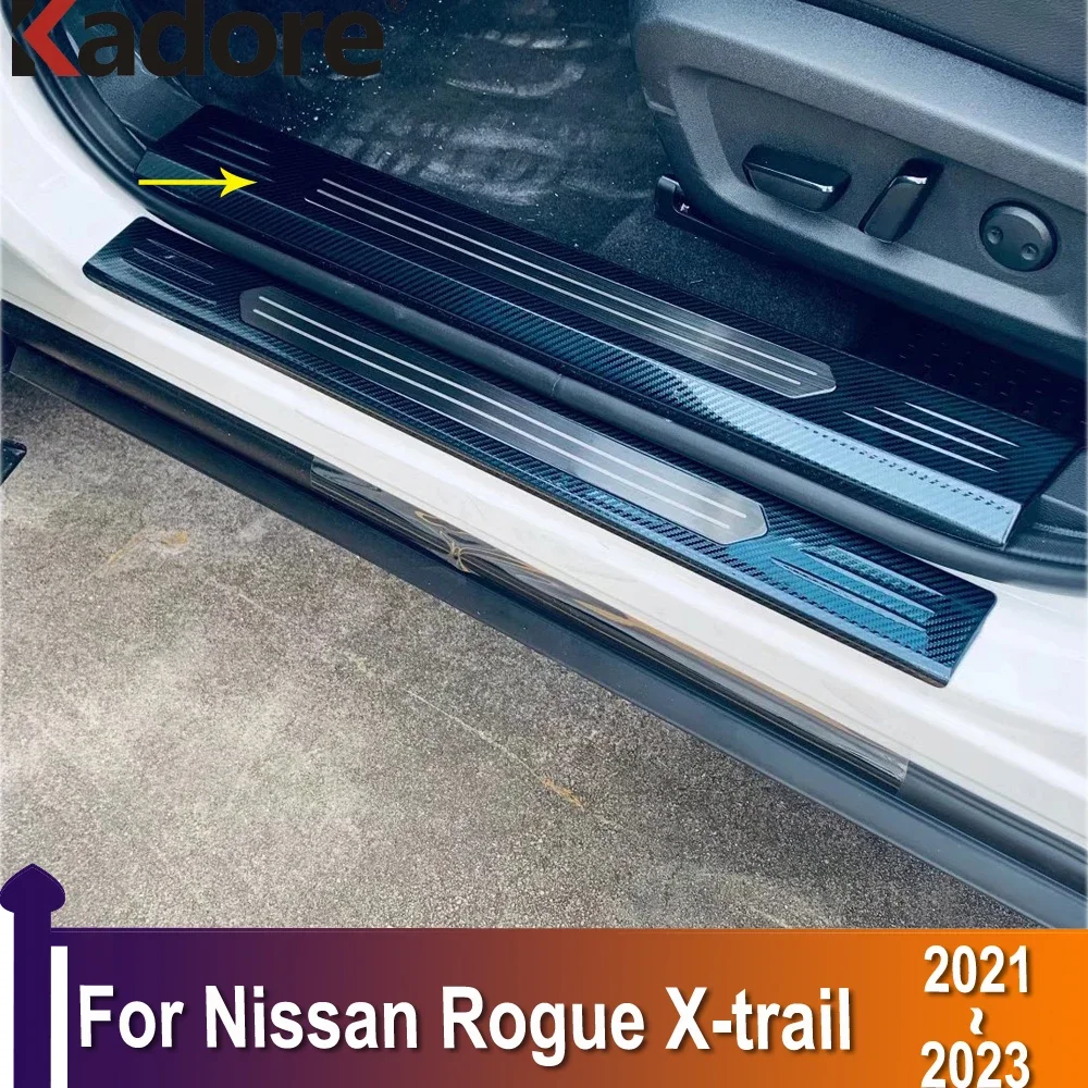 

For Nissan Rogue X-trail 2021-2023 Inner Door Sill Scuff Plates Doors Sills Protectors Car Thresholds Sticker Stainless Steel