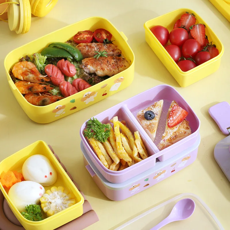 Kawaii Bear Lunch Box For Woman Kids 1200/1300/1500ml Cute Portable  Compartments Food container Picnic Leakproof Bento Box Gift