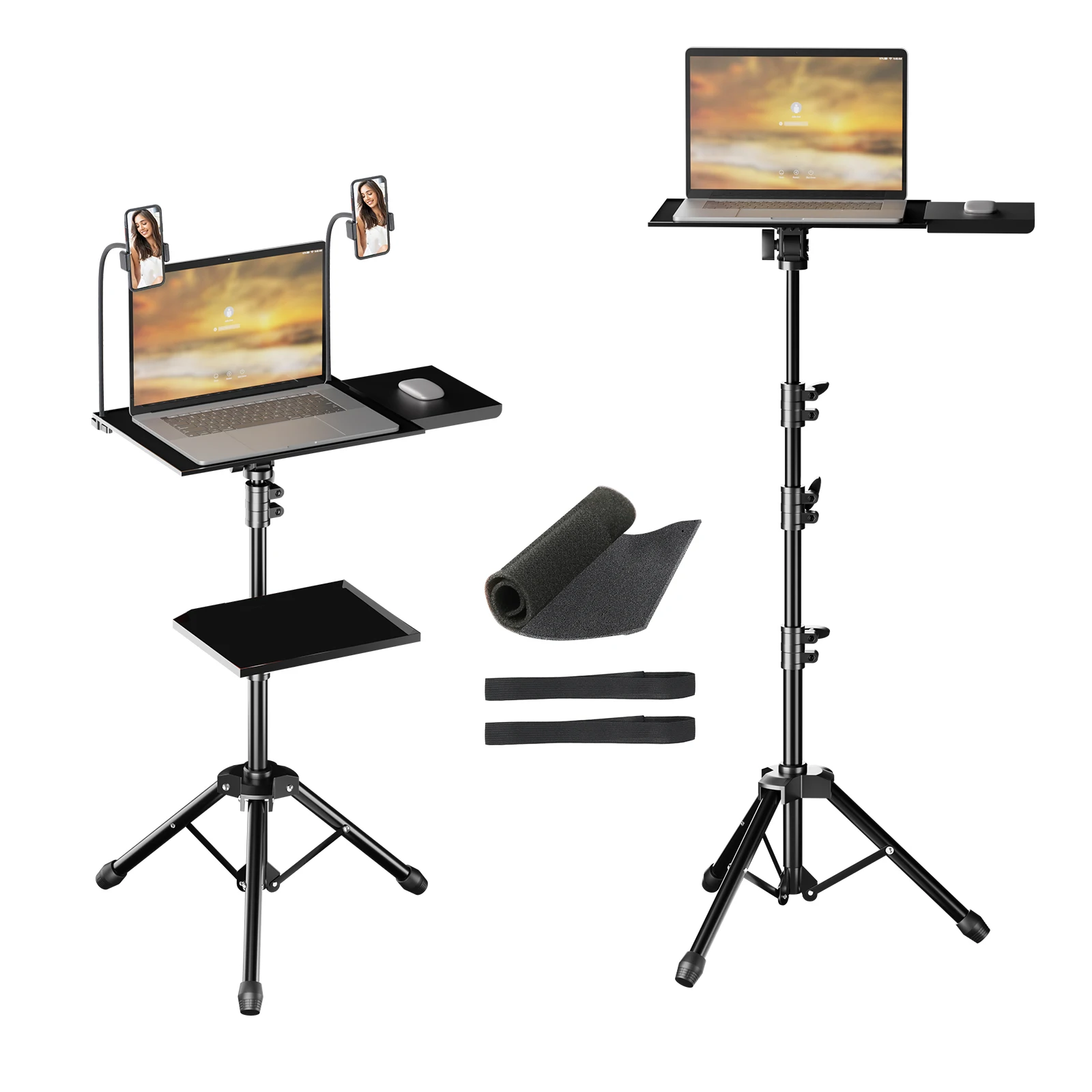 

145cm Projector Tripod Stand Laptop Tripod Adjustable Height 23 to 63" Standing Desk Outdoor Computer Desk Stand for Studio
