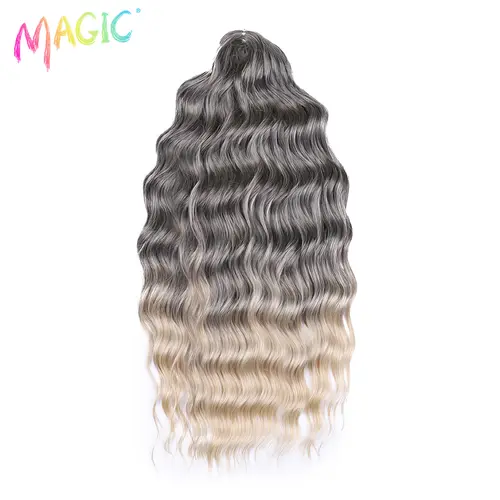 Anna Synthetic Hair 24 Inch Water Wave Braiding Hair Extensions Ombre Blonde Deep Wave Afro Curl Twist Crochet Hair for Women - Image 2