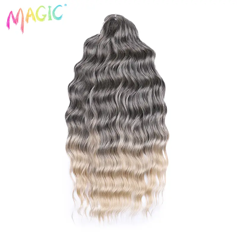 Anna Synthetic Hair 24 Inch Water Wave Braiding Hair Extensions Ombre Blonde Deep Wave Afro Curl Twist Crochet Hair for Women - Image 2