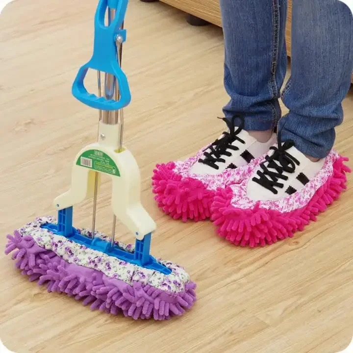2pcs Dust Cleaner Grazing Slippers House Bathroom Floor Cleaning Mop Cleaner Shoe Covers