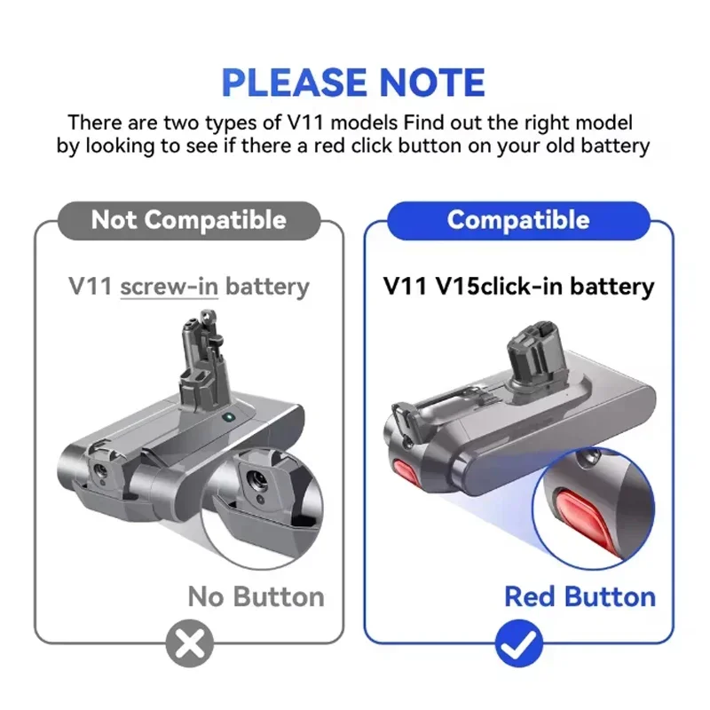 Batteria Per Aspirapolvere Senza Fili V15 Ultra - Ricambio Compatibile, Doppio Bicchiere Dorato - Foto 8