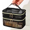 Travel Cosmetic Bag Transparent Mesh Pouch Double Layer Makeup Handbag Women'S Portable Travel Bag Toiletries Kit Organizer 4