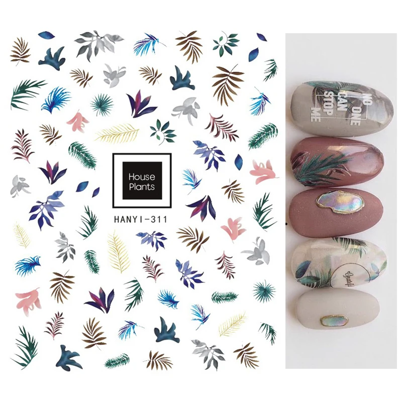 

Nail Decals House Plants Leafs Back Glue Nail Stickers For Nail Tips Beauty