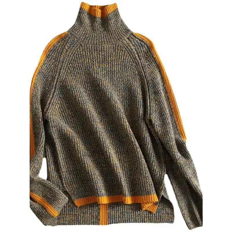Autumn Female Loose Striped Knitted Sweater