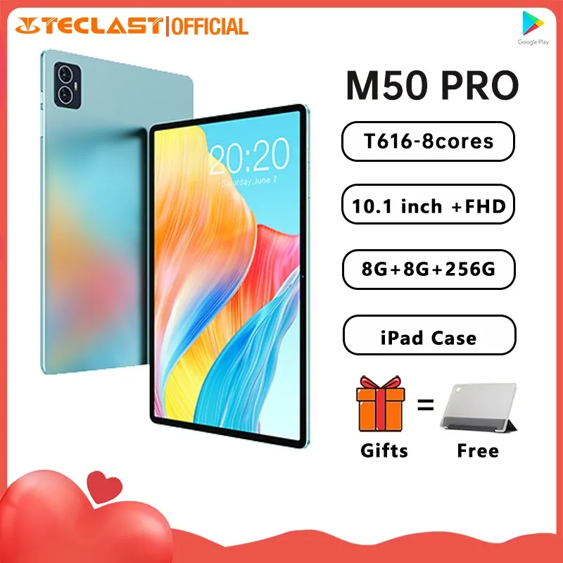  Teclast M50 Pro 2023 Android 13 Tablet 8GB RAM 256GB ROM UNISOC T616 10.1 Inch 19201200 4G Dual SIM LTE 6000mAh Type-C 