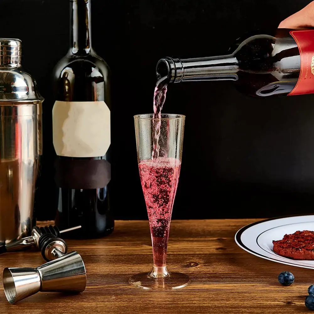 10pcs 4.5OZ Golden Silver Disposable Cocktails Goblet Champagne Cup Red Wine Glasses Wedding Birthday Kitchen Party Beverage Cup
