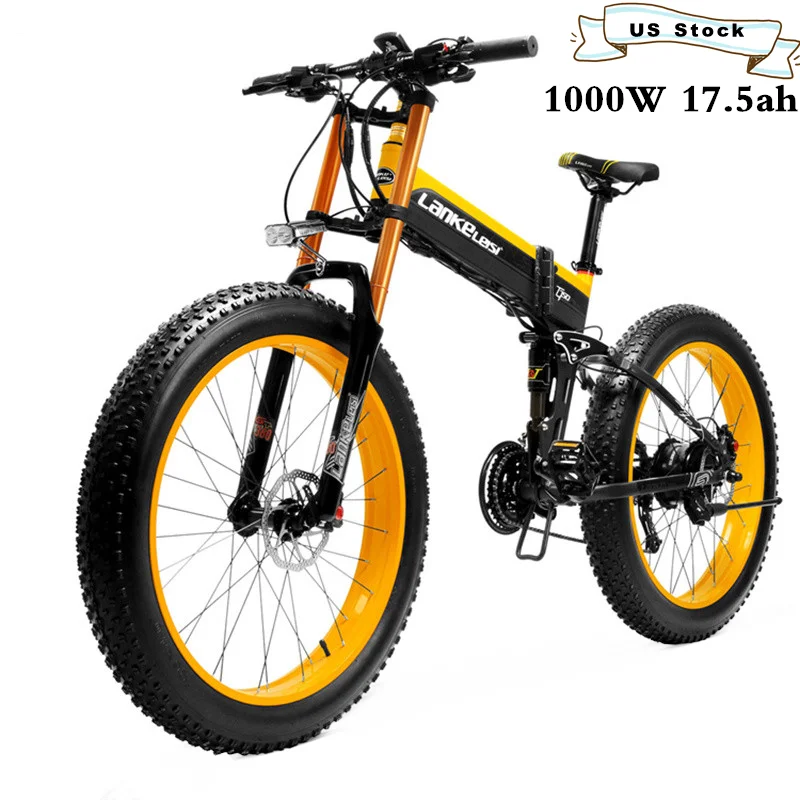 

US Warehouse Electric Bike LANKELEISI XT750PLUS Electric Fat Tire Bike 1000W 27 Speed 48V 17.5Ah Mountain Bicycle 26inch