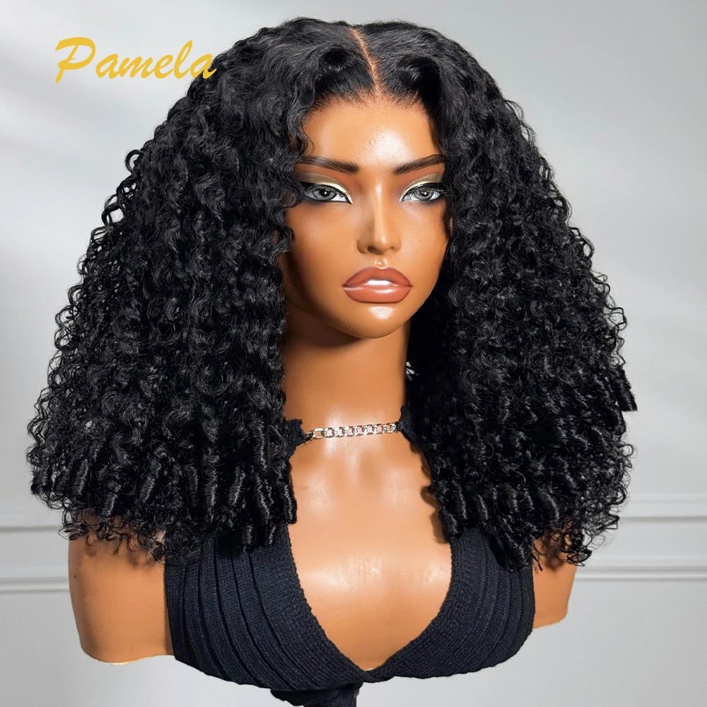 400% High Density Burmese Curly Hair 13x4 Transparent Lace Frontal Deep Wave Wig Spiral Ends Human Hair Glueless Wig For Women