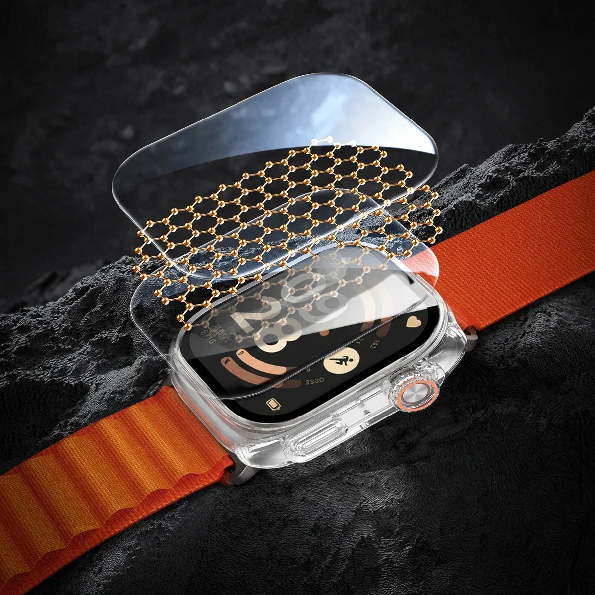 Enhanced Protective Case with Glass Screen Protector - Anti-scratch Bumper Cover for Smartwatch Accessories