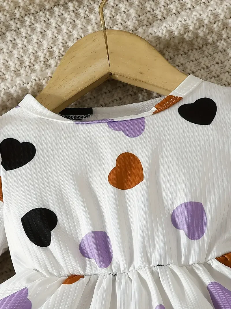 Infant and Toddler Girls' Heart Printed Long Sleeve 3pc Set 4