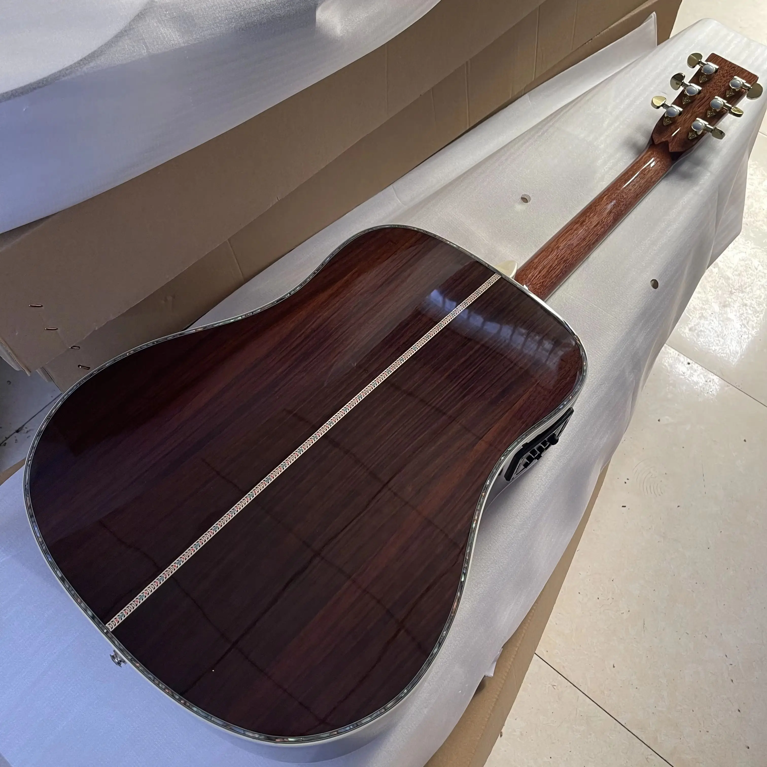 Acoustic Electric Guitar 41# D45 Model Real Abalone 301 Solid Spruce Natural