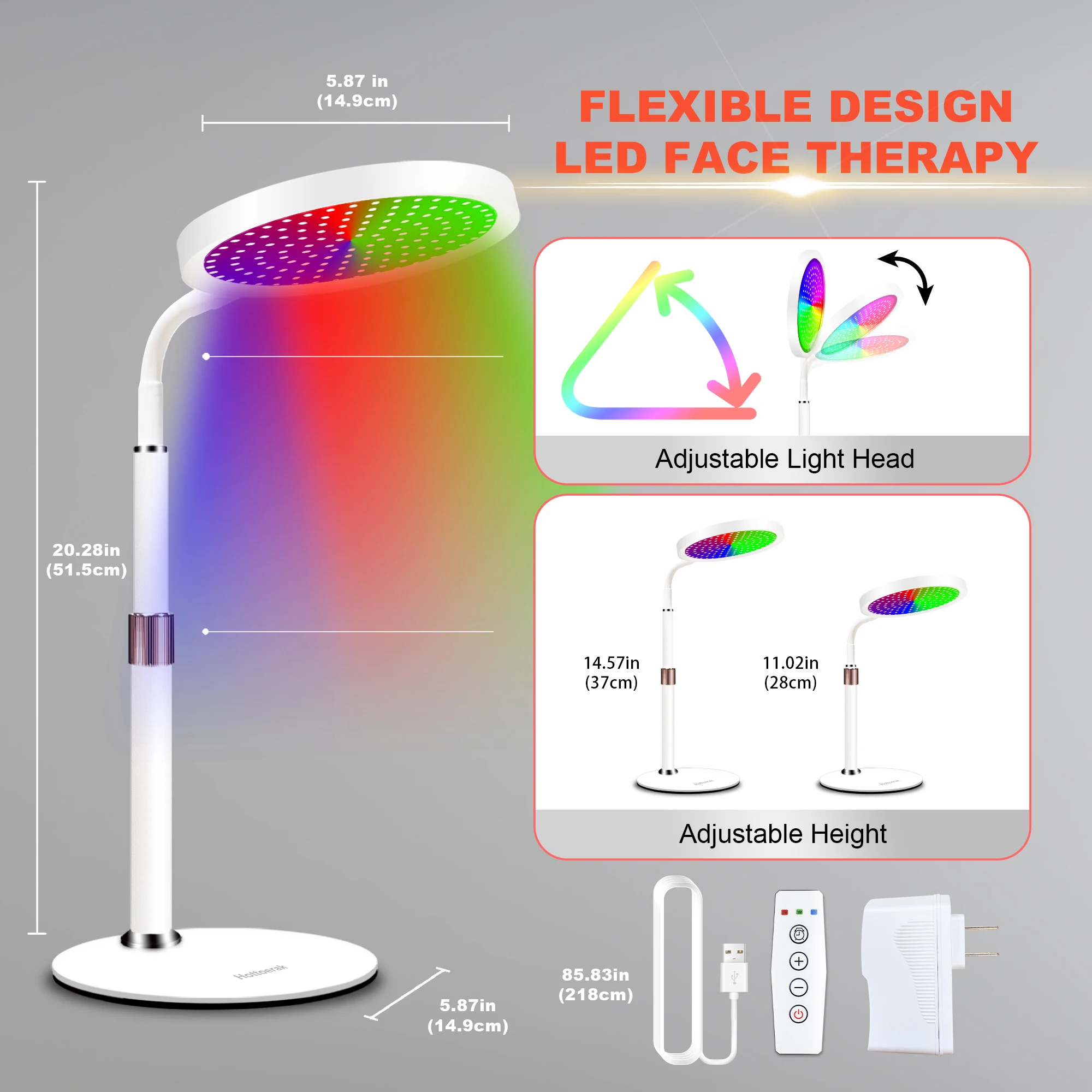 7-Color LED Red Light Therapy Lamp for Face/Knees/Back Pain Relief & Skin Rejuvenation, Professional Body Care Device