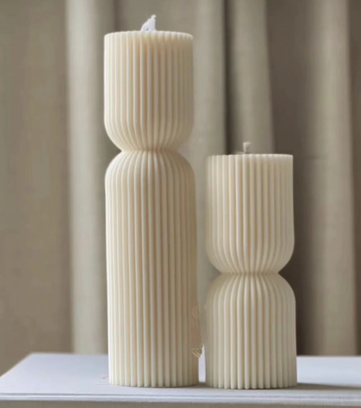Cylindrical Tall Pillar Candle Molds Ribbed Aesthetic Twist Silicone