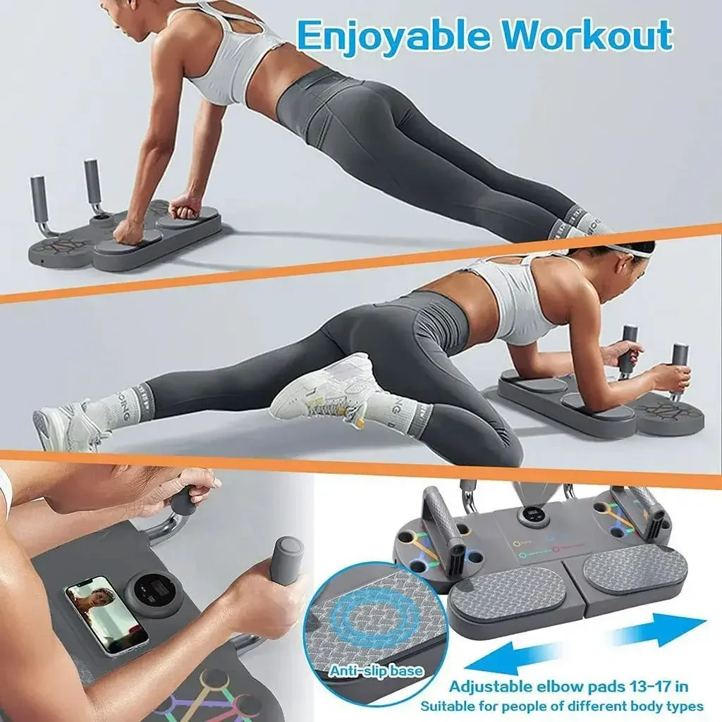 5 in 1 Push Up Board Multi-function Muscles Exercise Push ups Training Press Up Board with Timing Resistance Bands for Home