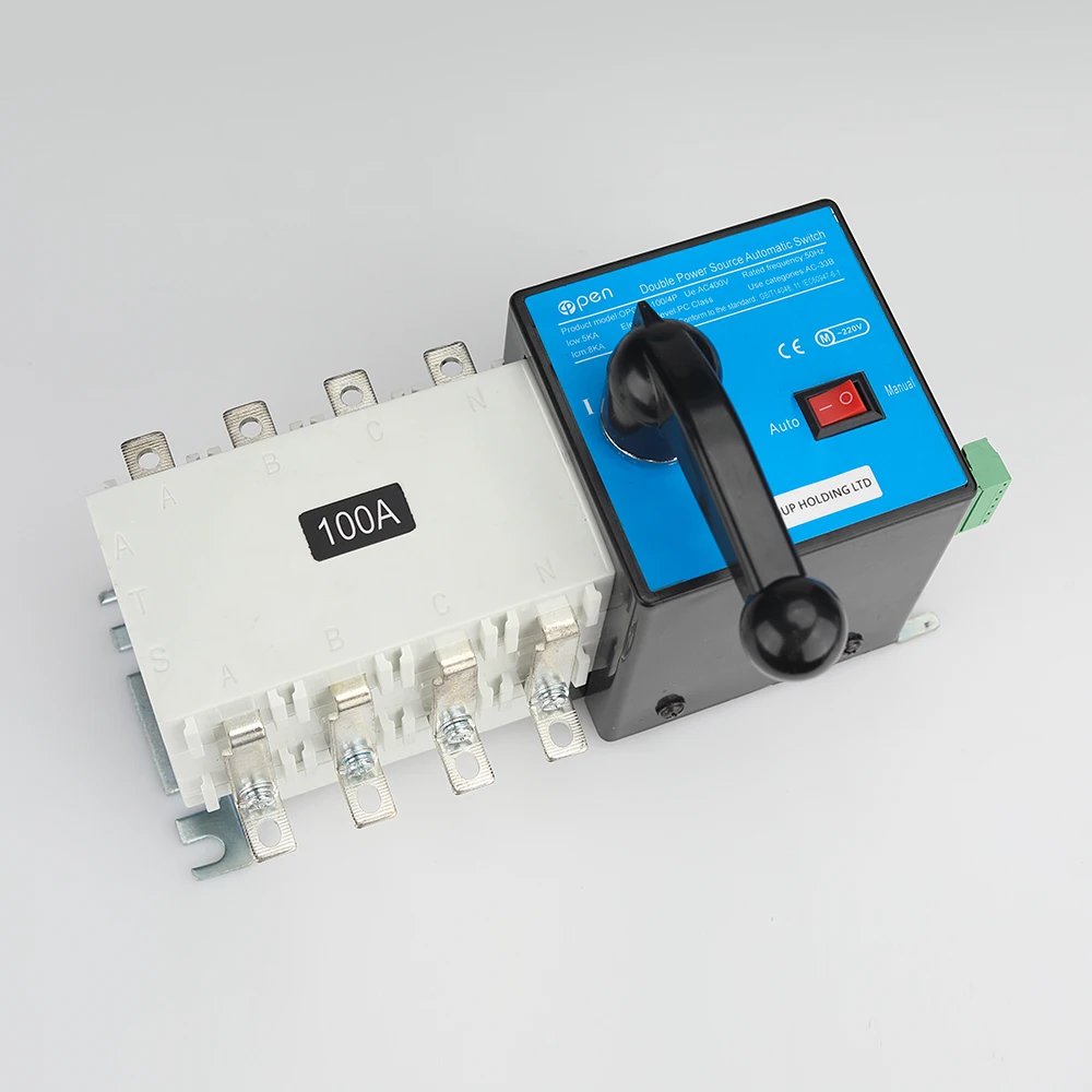 מתג העברה אוטומטי 3P 4P 160A דרגת PC 400V 440V AC  להעברת חשמל כפול מגנרטור, ידני/אוטומטי ATS