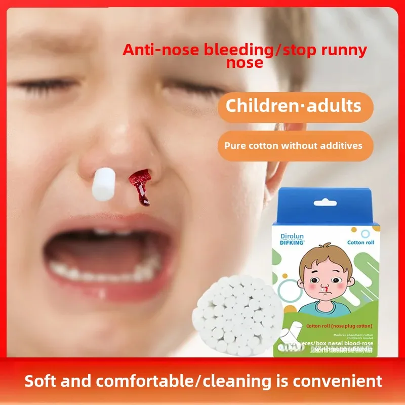 Quick Blood Stop Cotton Swabs for Children Nose Bleeding And Runny Nose Special Nasal Plug Dermatologically Approved Cotton Roll
