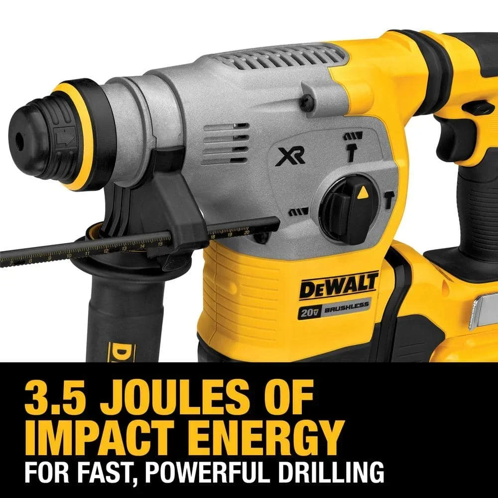 DEWALT DCH293 1-1/8in XR® Brushless Cordless SDS PLUS L-Shape Rotary Hammer 20V Lithium Power Tools 4480BPM 3