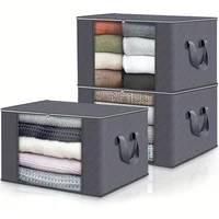 3pc Set Spacious Fabric Organizer Bins - Easy Fold & Store - Versatile for Bedroom, Closet, Clothing & Dorm 2