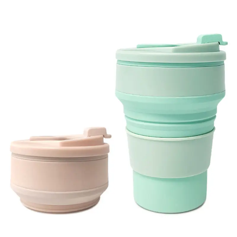 Folding Cup Sport Mug Coffee Foldable Silicon Bpa Free Collapsible Travel Food Grade Silicone Minimalist Color Box