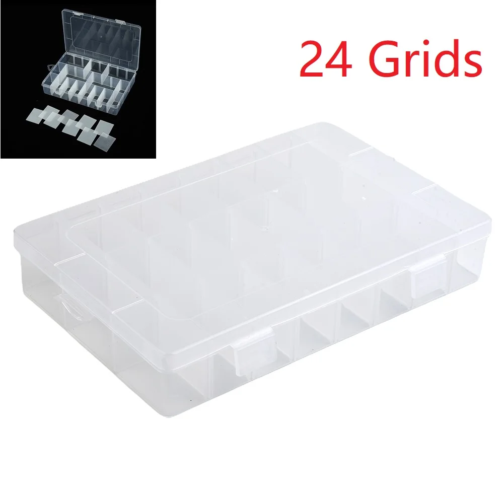 Parts Storage Box 24 Grids Compartment Plastic for Craft Parts Metal Parts Sewing Accessories