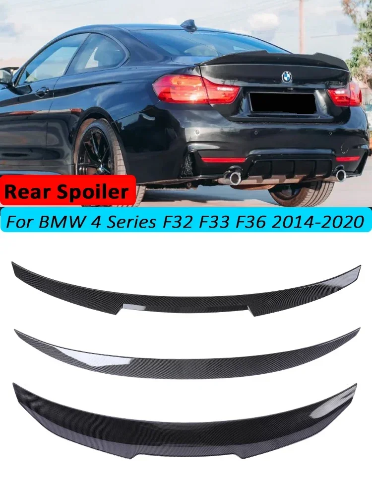 Rear Trunk Spoiler Bumper Lip For BMW 4 Series F32 F33 F36 Carbon Fiber PSM M4 MP Style Wing Tail Kit 2014-2020 Gloss Black 1